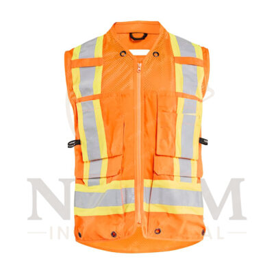 HI-VIS MESH SURVEYOR’S VEST — MULTI-POCKET UTILITY DESIGN